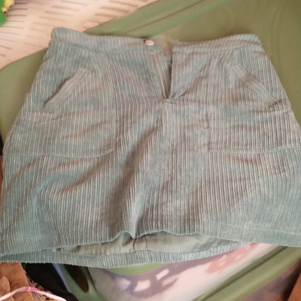 Green Corduroy Mini Skirt